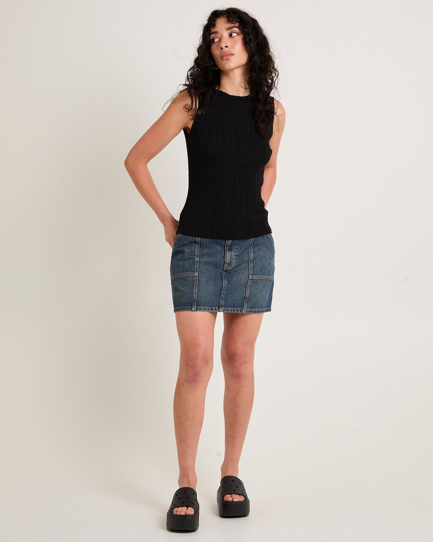 Worker Denim Mini Skirt