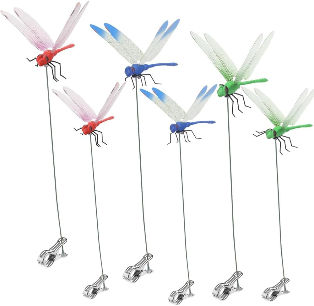 Dragonfly Clip Bug Repe Llent - 3D Dragonfly Garden Decor Deer and Horse Fly Deterrent for Indoor/Outdoor Garden
