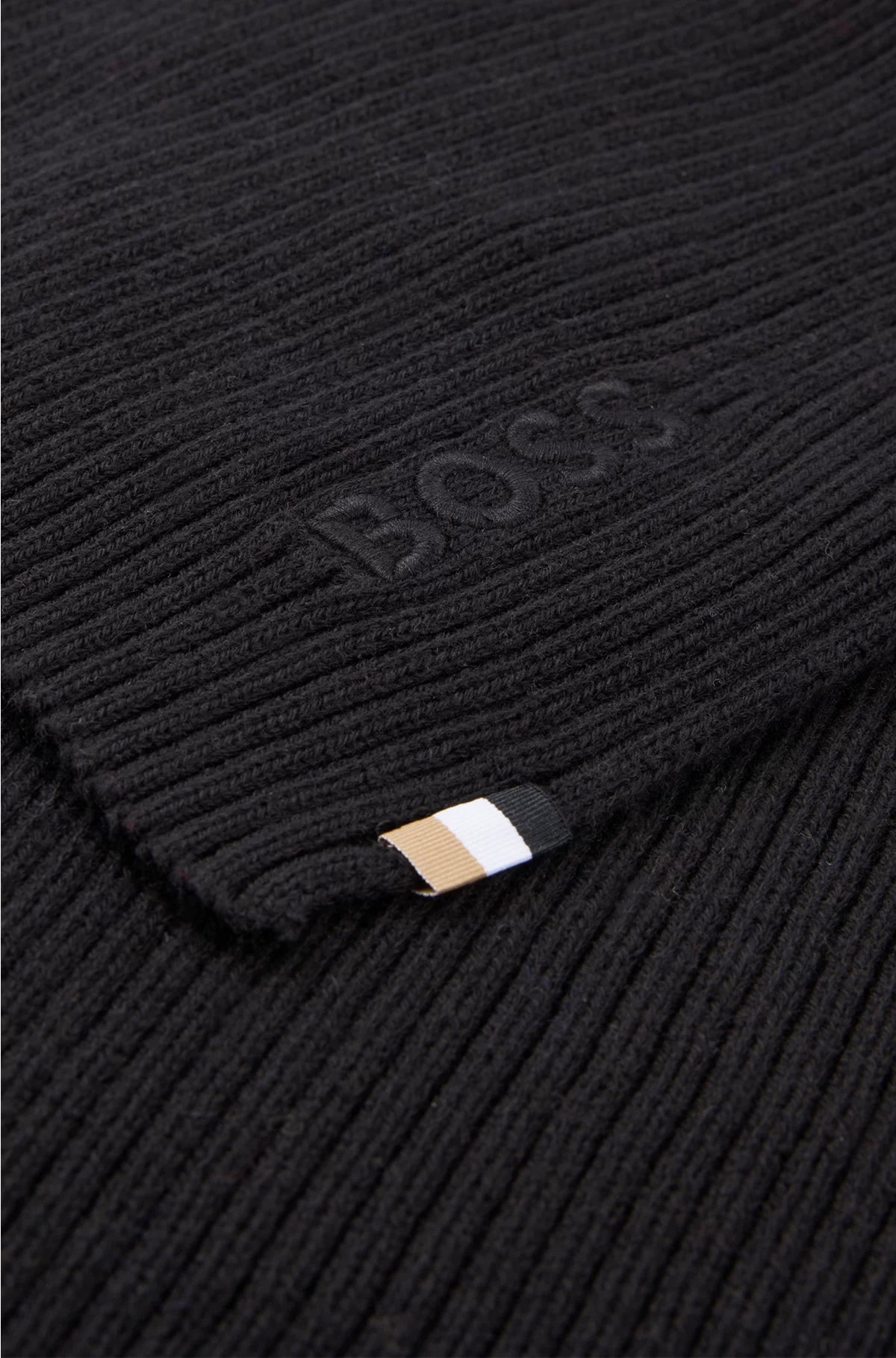 RIBBED SCARF IN A COTTON BLEND WITH LOGO EMBROIDERY